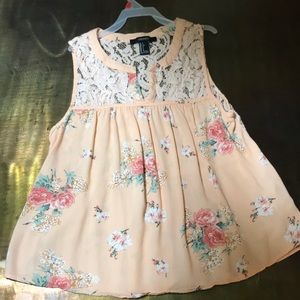 Forever 21 floral peach lace tank top lace back